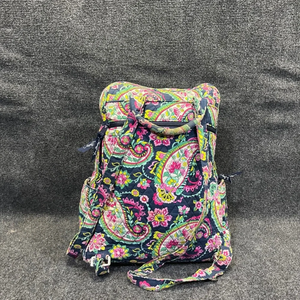 Vera Bradley Petal Paisley Print Travel Bag Womens Large Quilted Campus Backpack